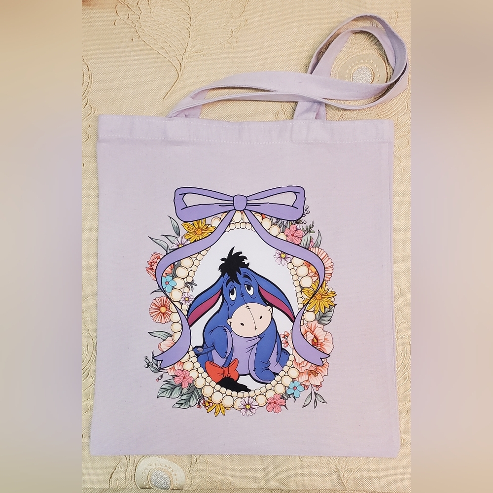 🪻3/$25 Lavender Eeyore pearl flowers picture frame custom tote Bag